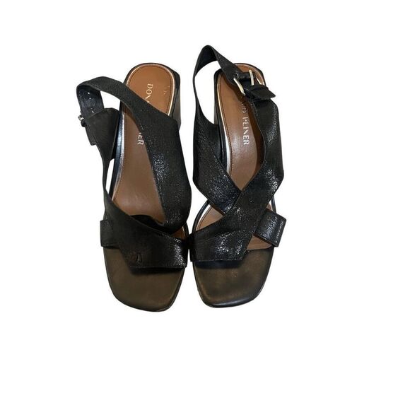 Donald Pliner Women's Pasha Vintage Metallic Leather Block Heeled, Comfortable S - Picture 1 of 10